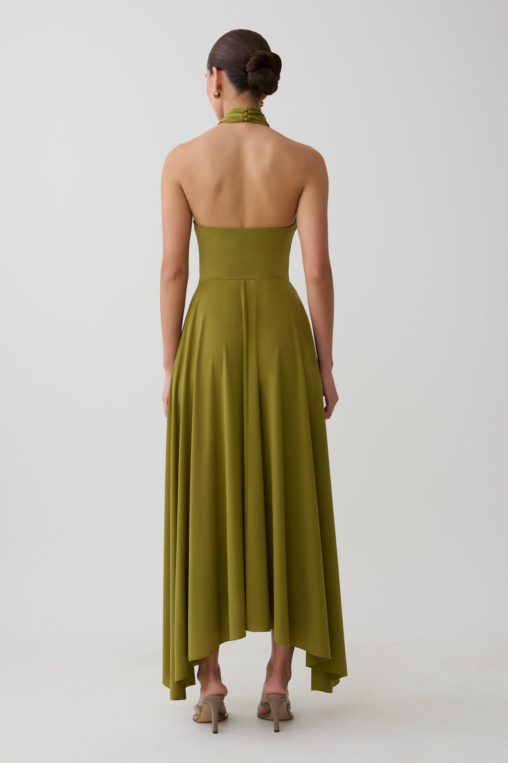 Bambi Twisted Neck Dry Jersey Bodysuit - Martini Olive