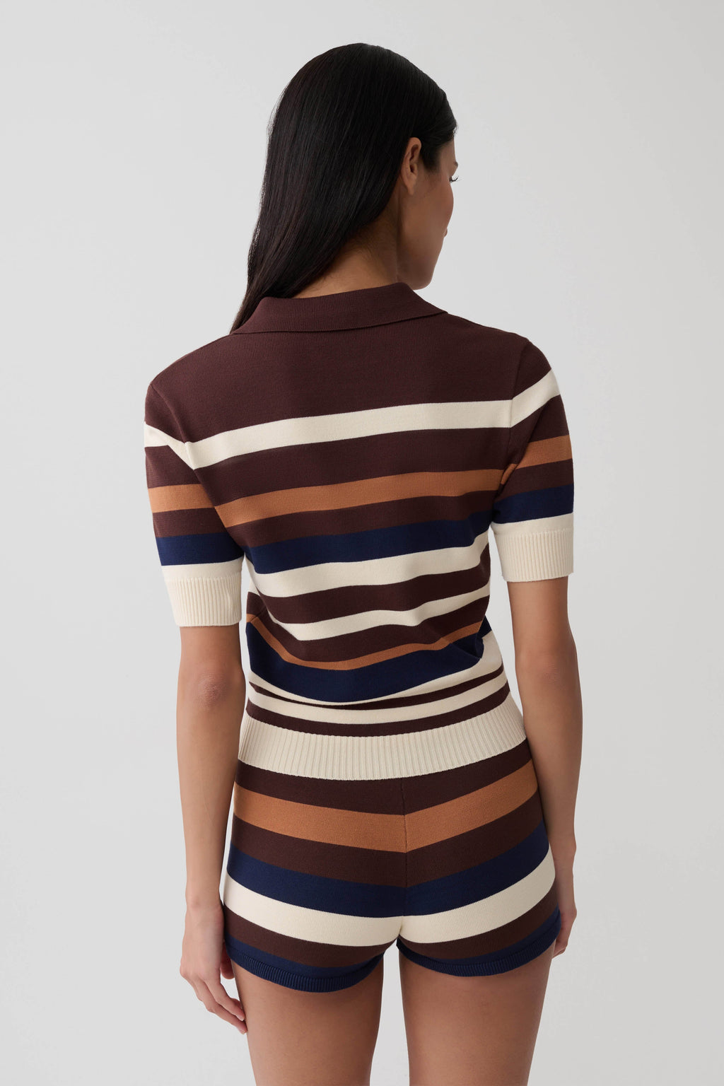 Philly Stripe Knit Button Up Top - Navy/Neutral