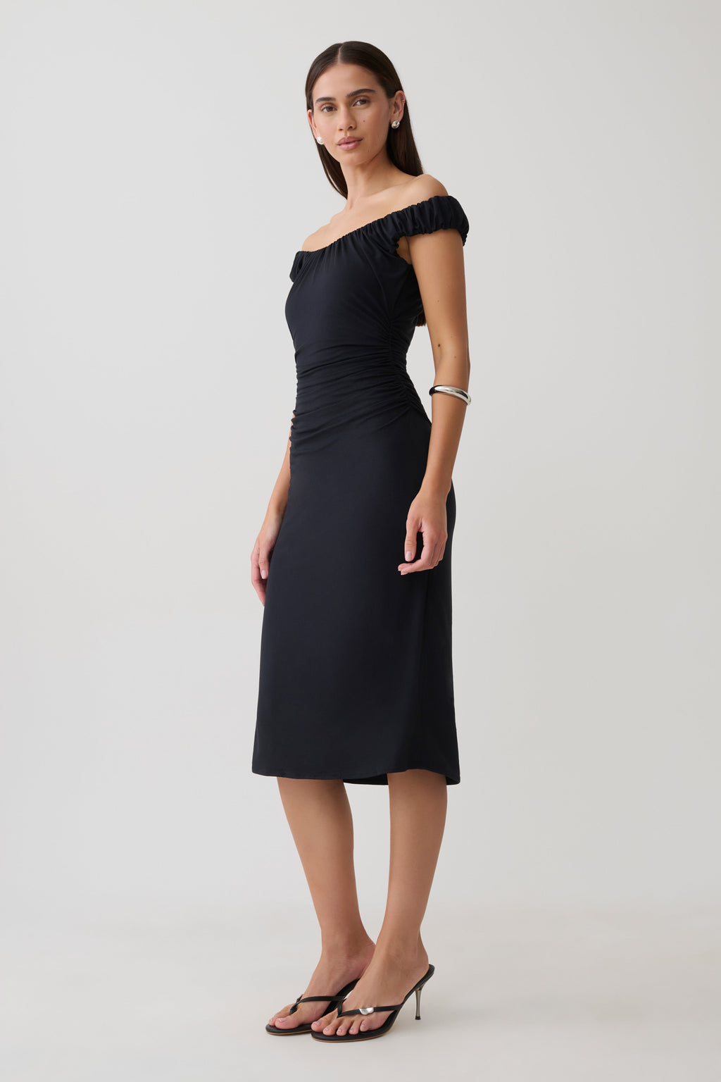 Alize Cupro Knee Length Dress - Black