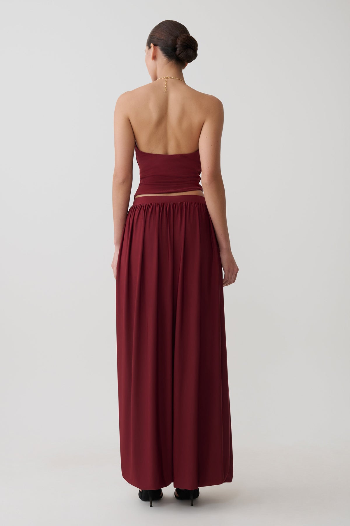 Banks Bubble Hem Midi Skirt - Wine
