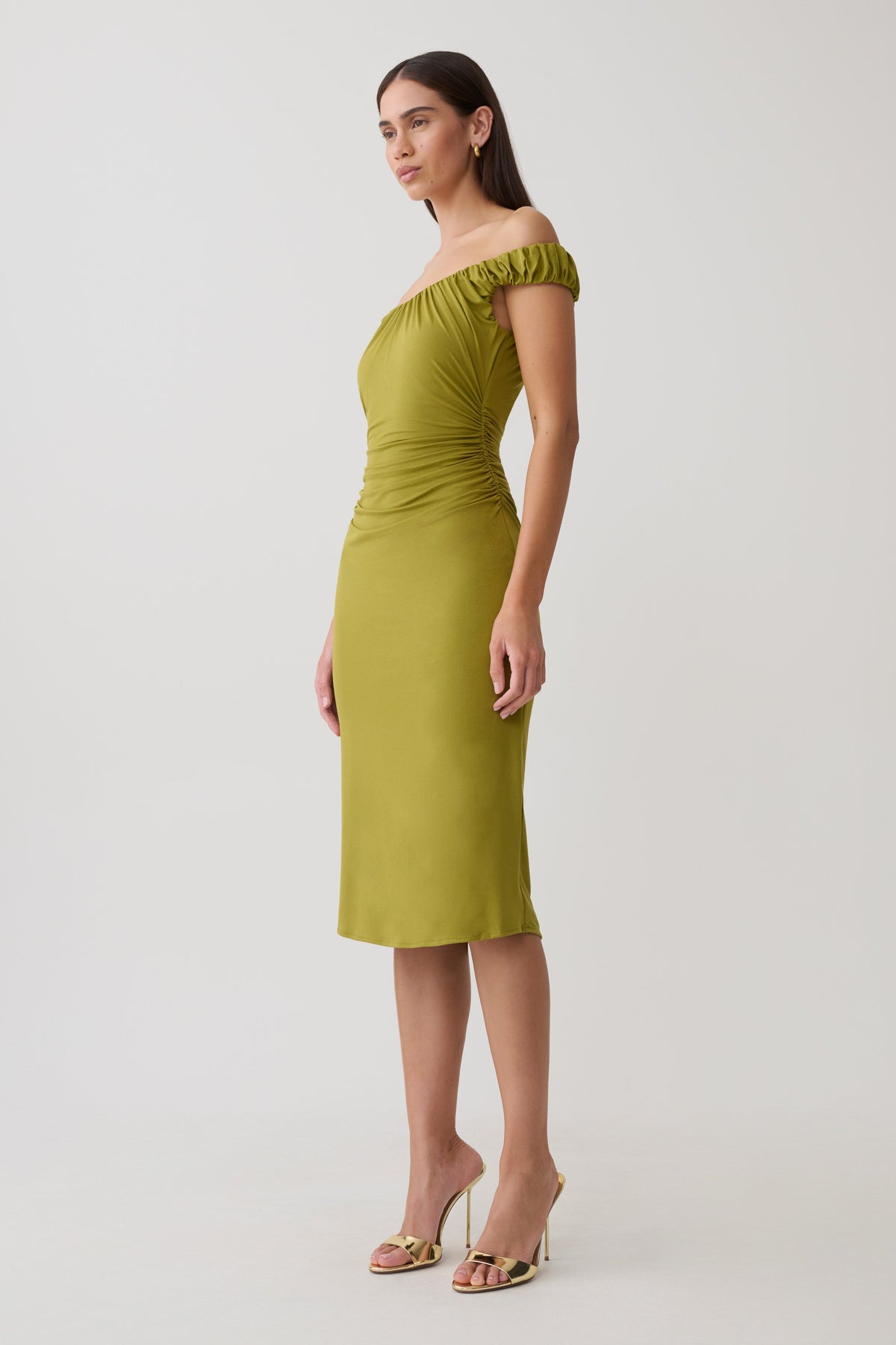 Alize Cupro Knee Length Dress - Martini Olive