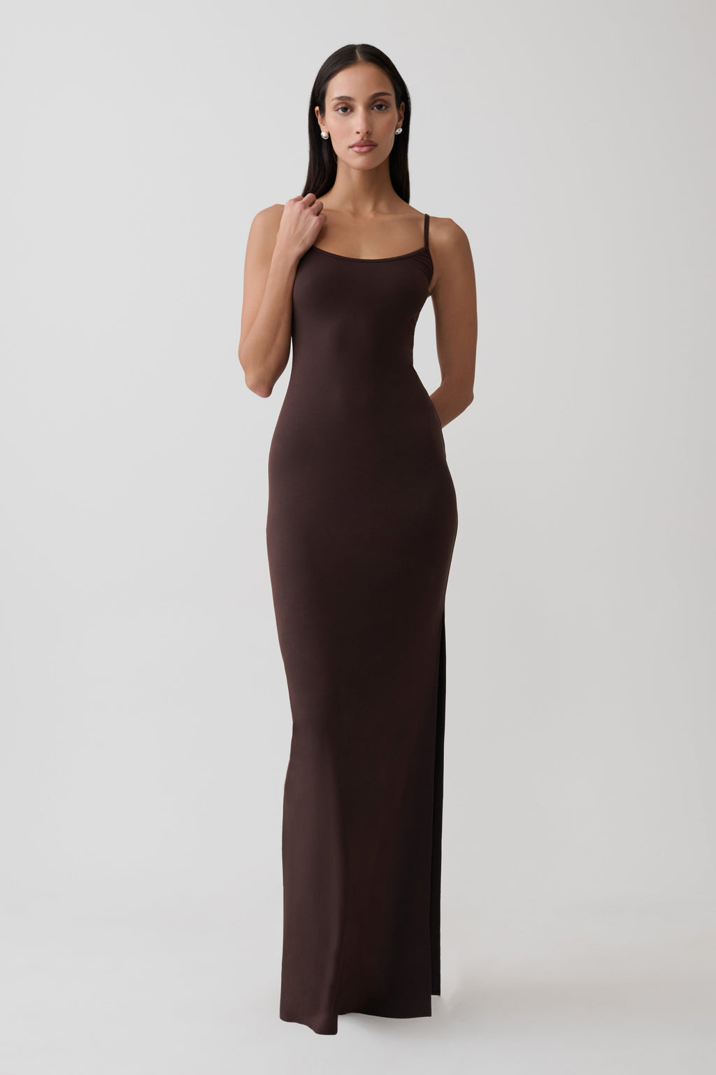 Erve Peached Jersey Maxi Dress - Chocolate