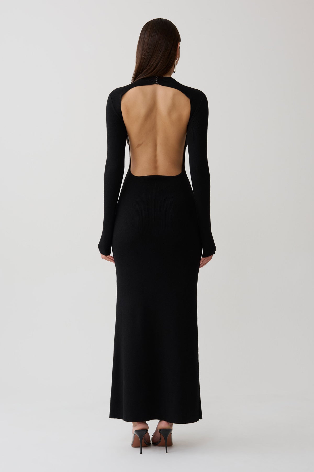 Rowan Long Sleeve Knit Maxi Dress - Black