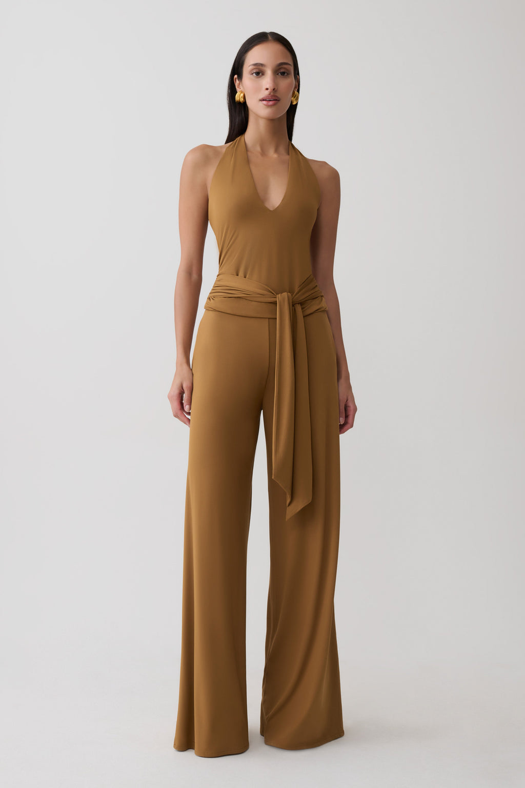 Daine Peached Jersey Halter Top - Caramel