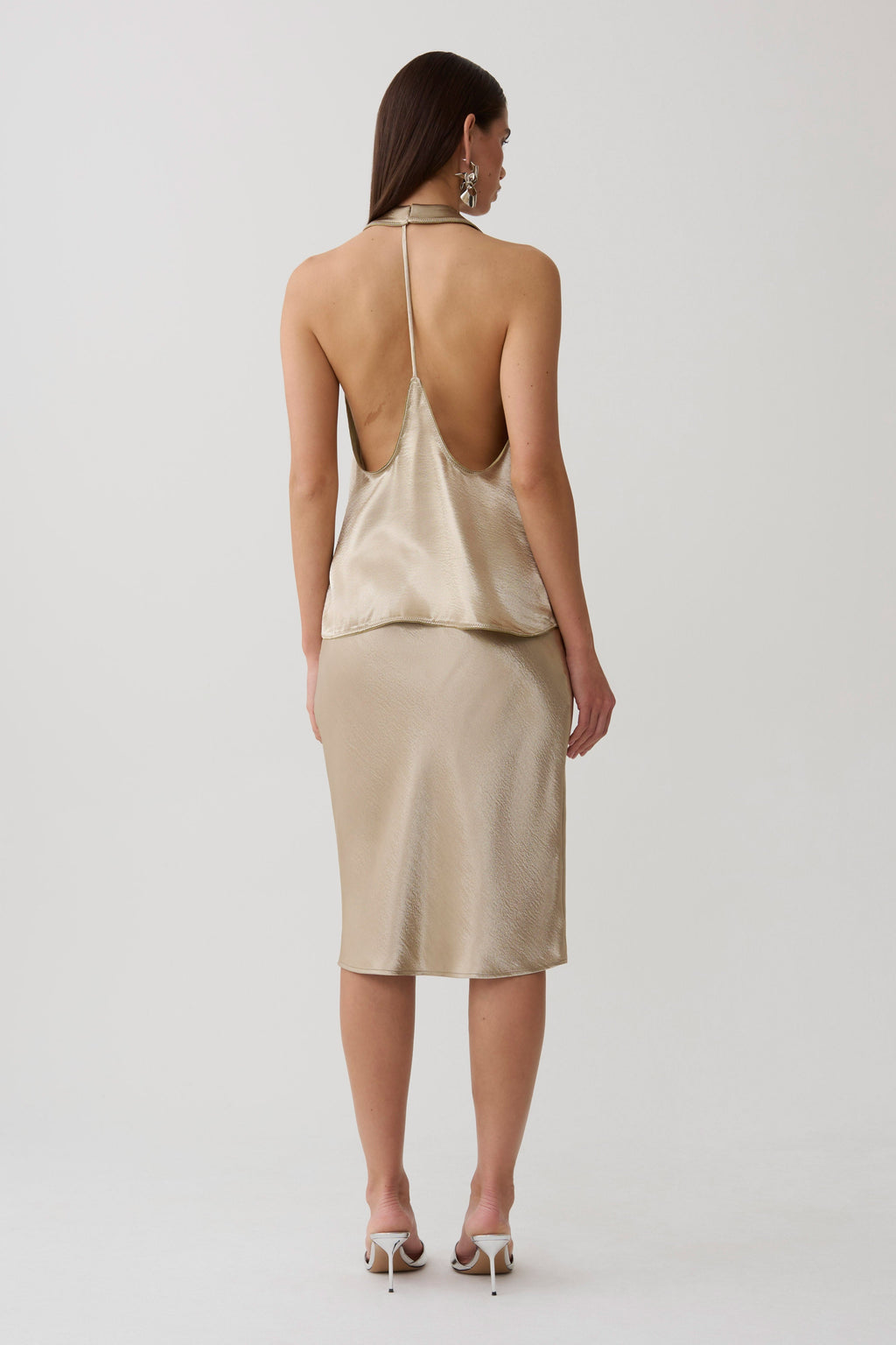 Cleo Satin Midi Skirt - Gold