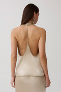 Cleo Satin Halter Top - Gold
