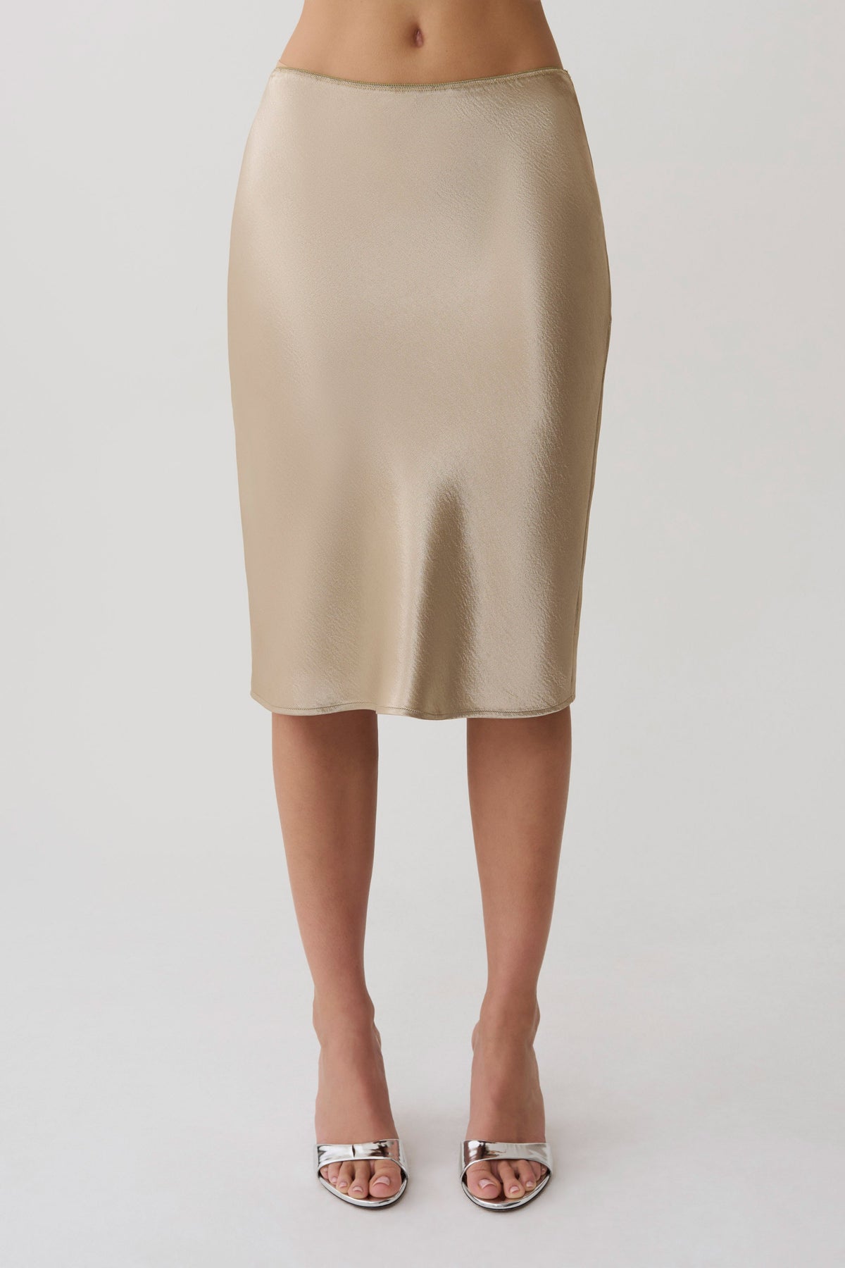 Cleo Satin Midi Skirt - Gold