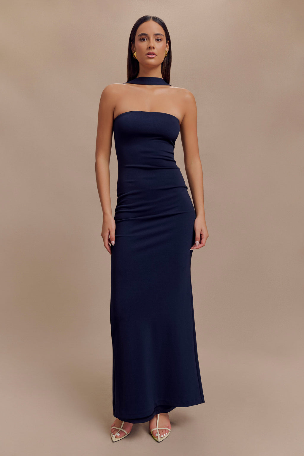 Velma Halter Collar Maxi Dress - Dark Navy