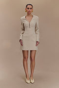 Arora Suiting Blazer Dress With Pleating - Sand