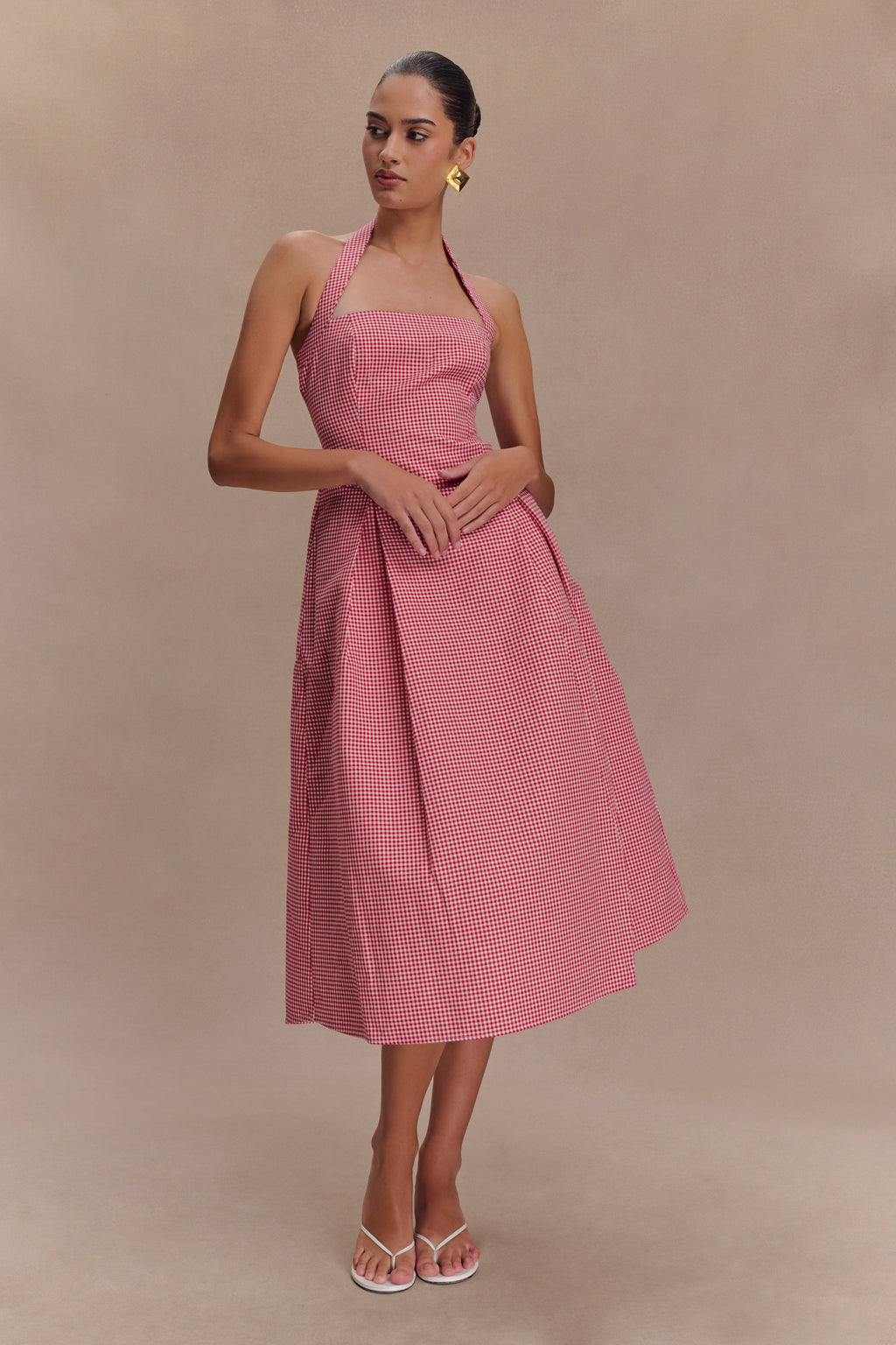 Juana Halter Midi Dress - Red Gingham