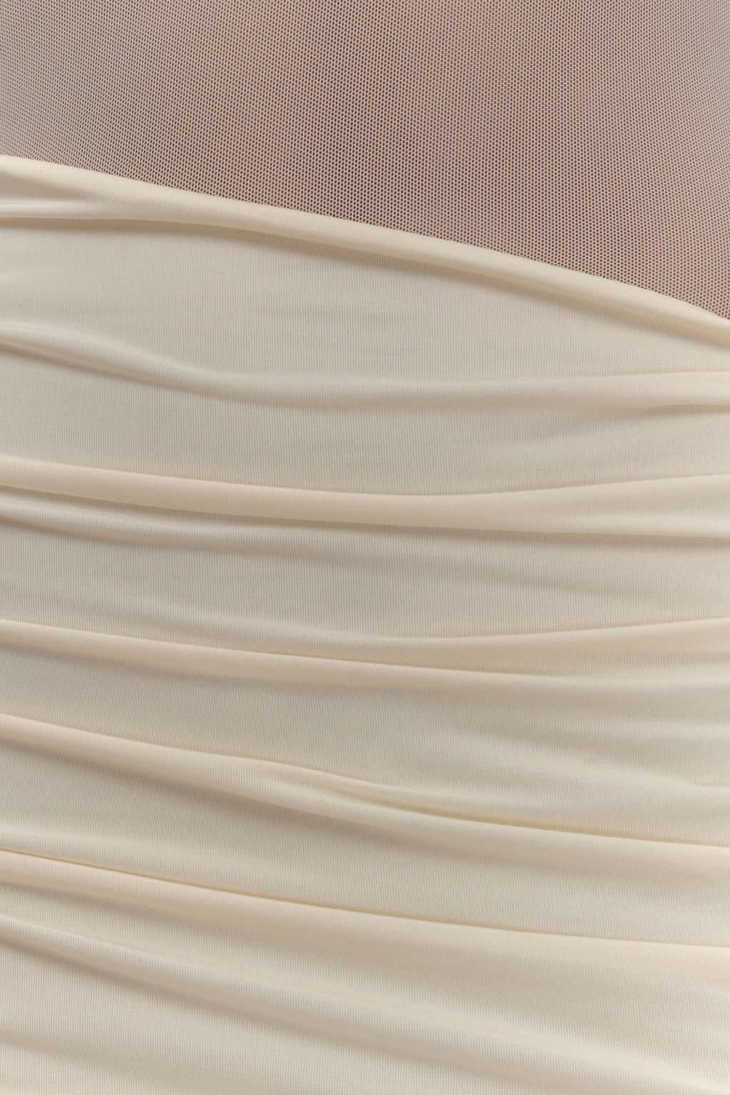 Dallas One Shoulder Mesh Maxi Dress - Ivory