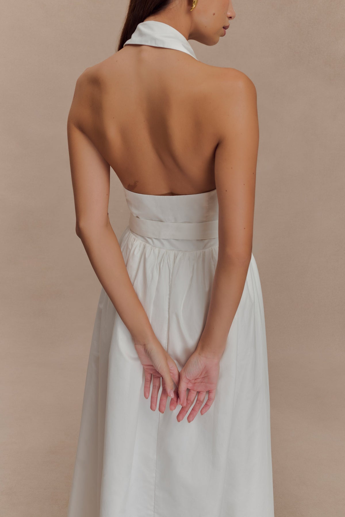 Cindy Collared Midi Dress - White
