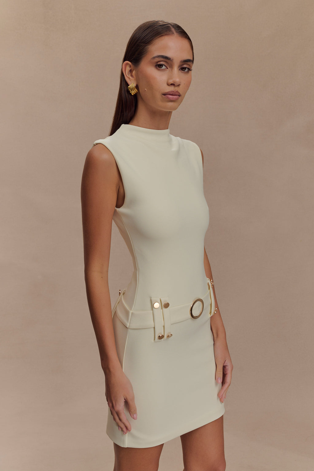 Scheana Stretch Crepe Mini Dress - Ivory