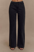 Caitlin Mid Rise Denim Jeans - Washed Black