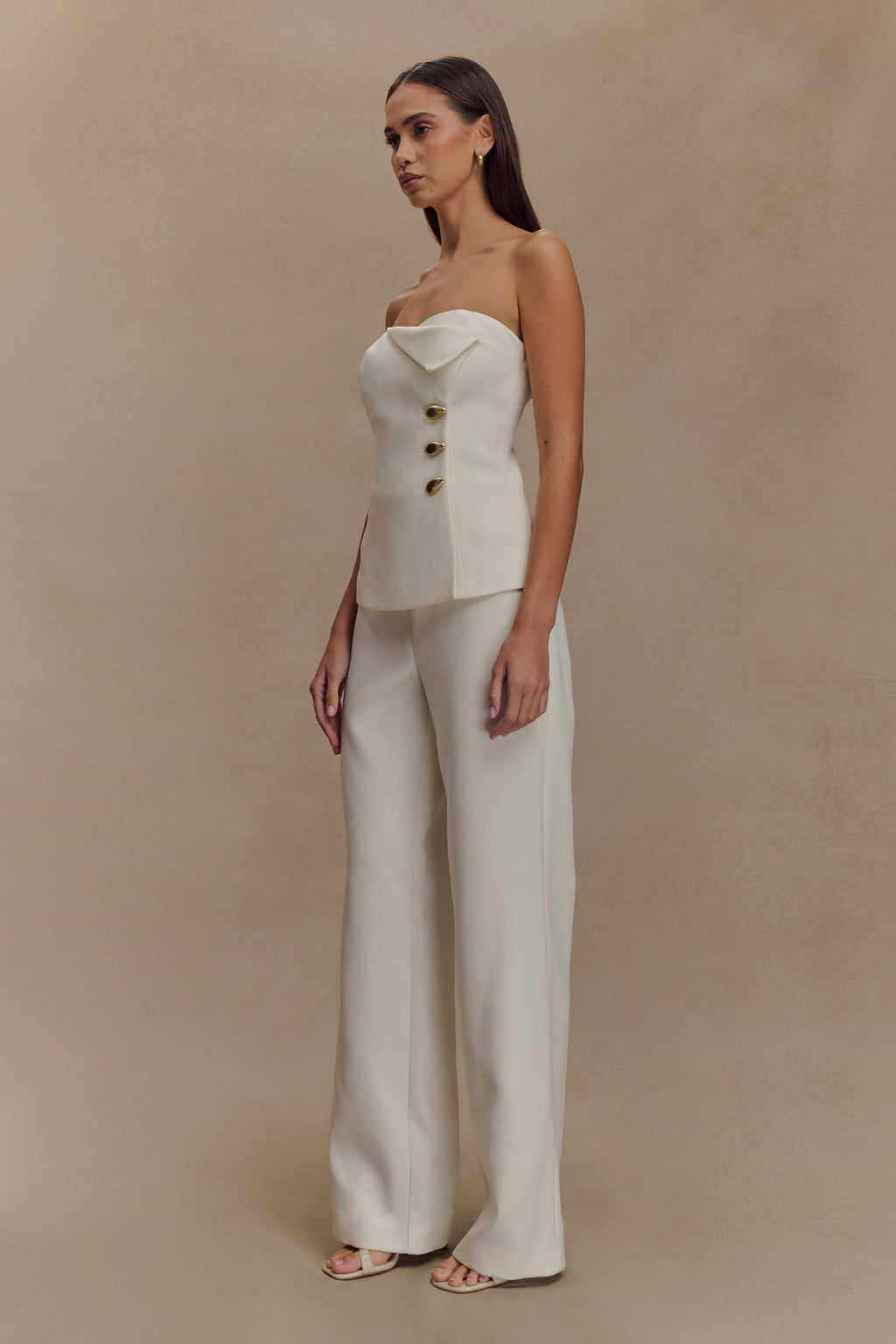Lindie Straight Leg Suiting Pants - Ivory