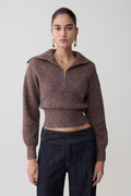 Skylaine Zip Knit Jumper - Brown Marle