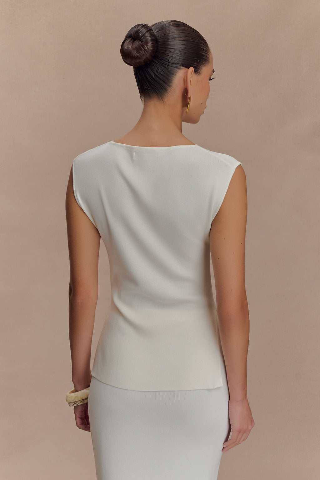 Francisca Cowl Neck Knit Top - White