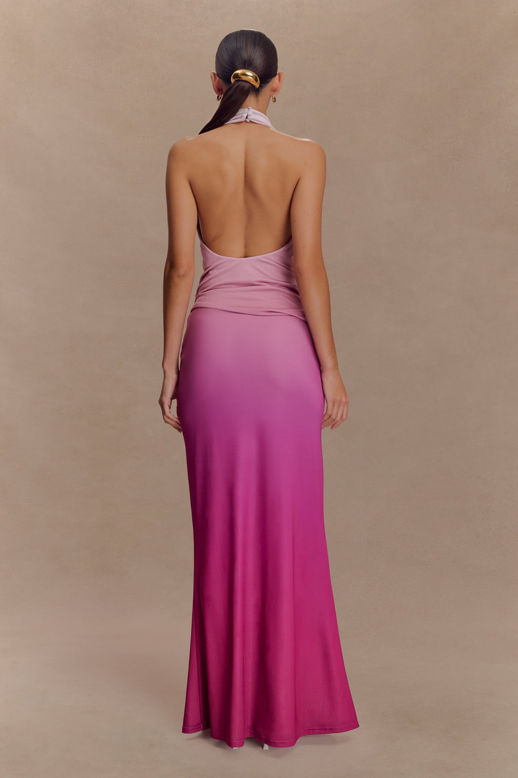 Safiya Asymmetrical Halter Top - Ombre Pink