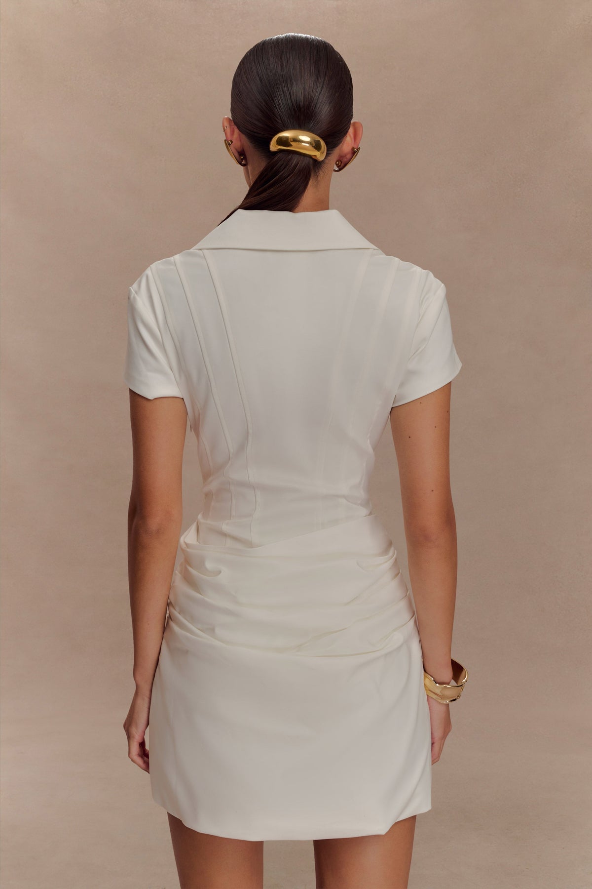 Tarryn Collared Cotton Mini Dress - White