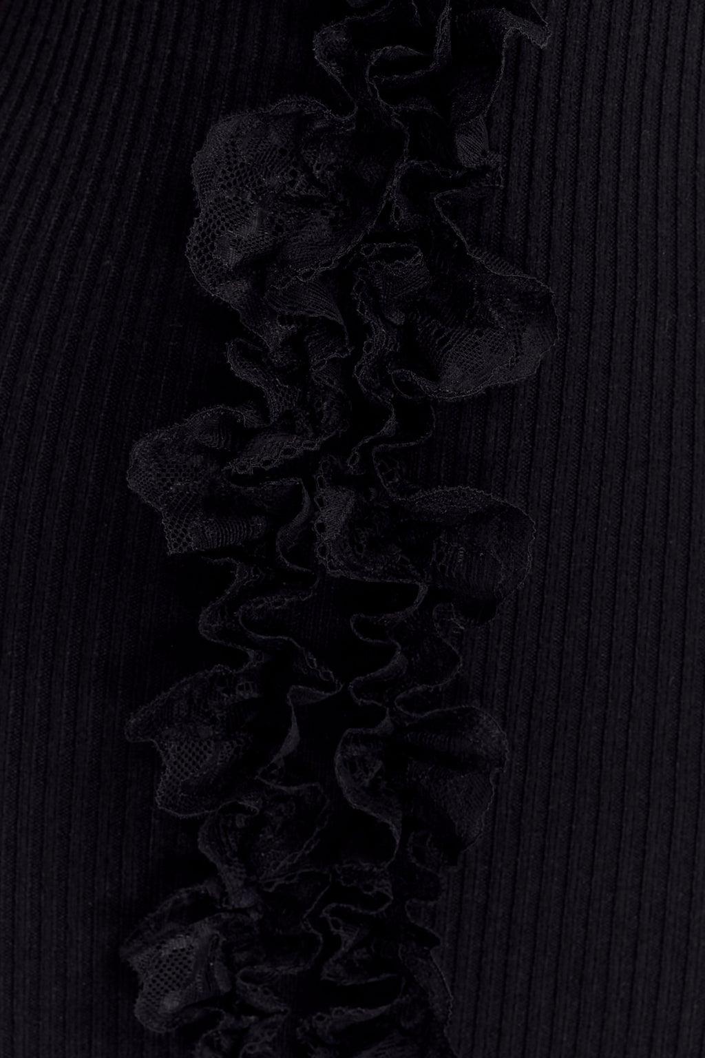 Shay Lace Ruffle Knit Midi Dress - Black