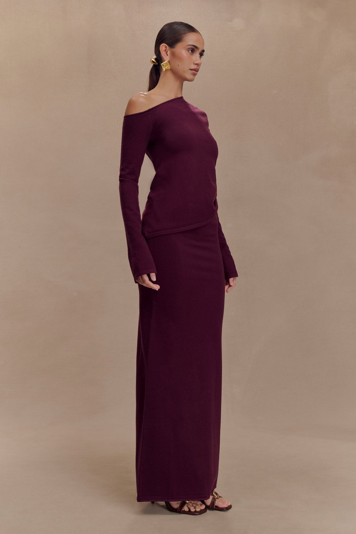Miles Off Shoulder Knit Top - Plum