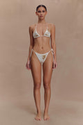 Huntleigh Crochet Bikini Bottom - White & Gold Sunshine Print