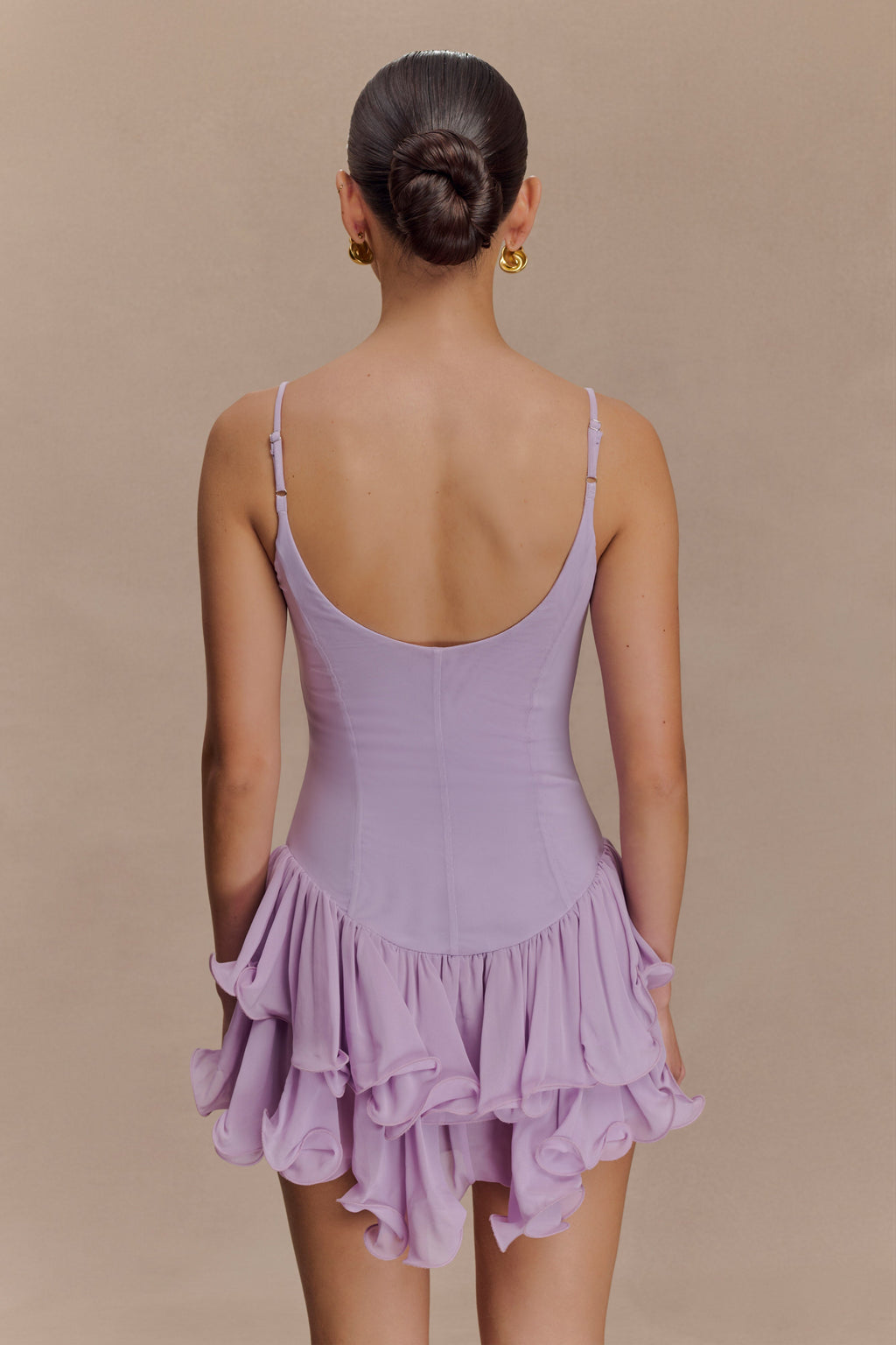 Calantha Ruffle Mesh Mini Dress - Lilac