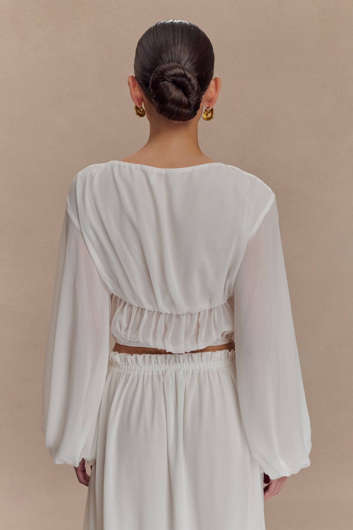 Carlie Chiffon Cross Tie Top - Ivory