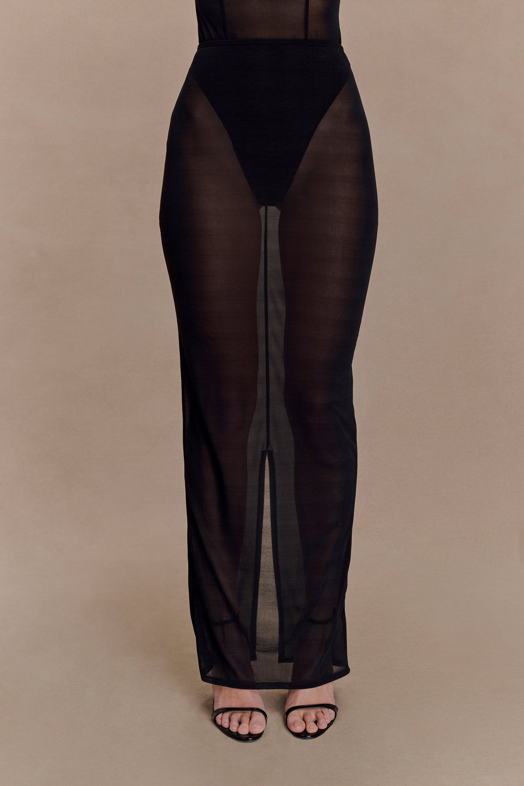 Aoife Mesh Maxi Skirt - Black