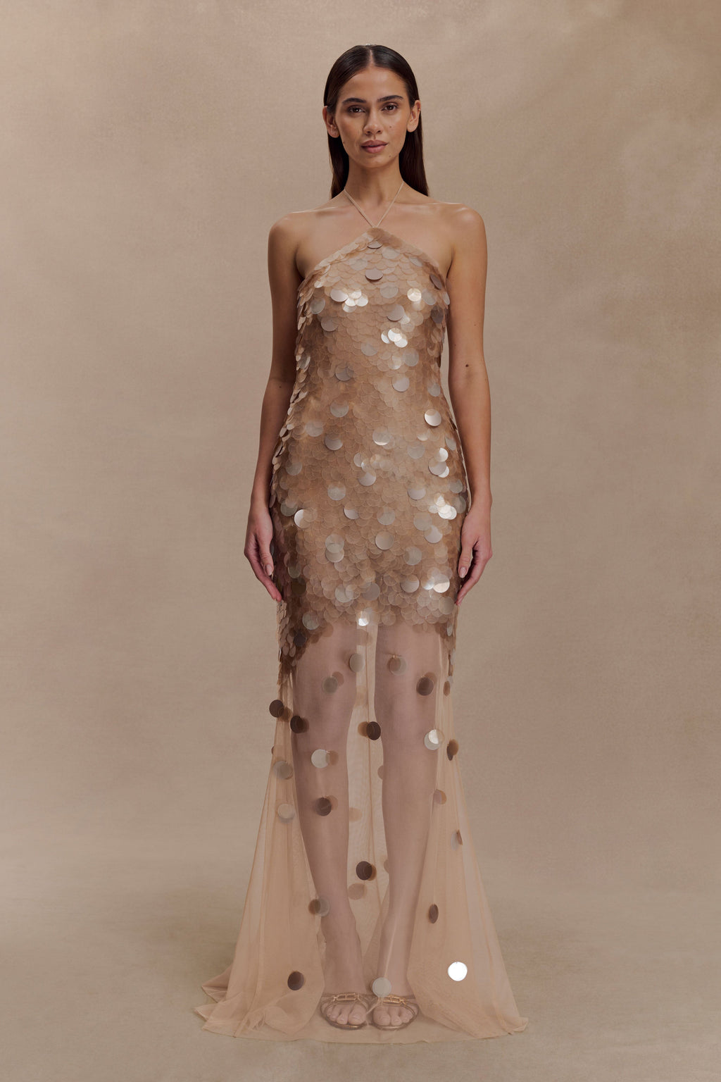 Jenny Hand Embellished Maxi Dress - Gold
