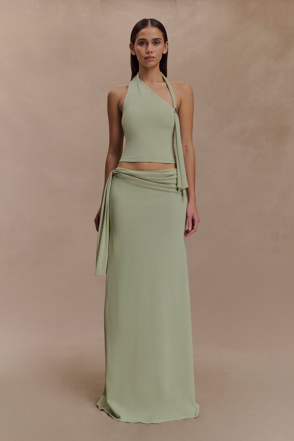 Xanthia Knit Halter Top - Pastel Green