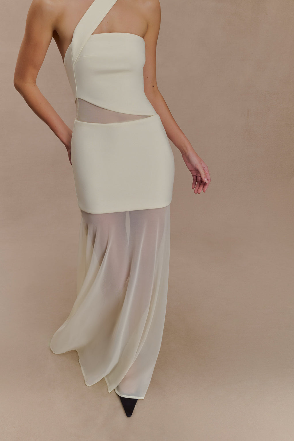 Vashti Cut Out Mesh Maxi Dress - Ivory
