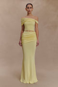 Irene Gathered Knit Maxi Skirt - Lemon