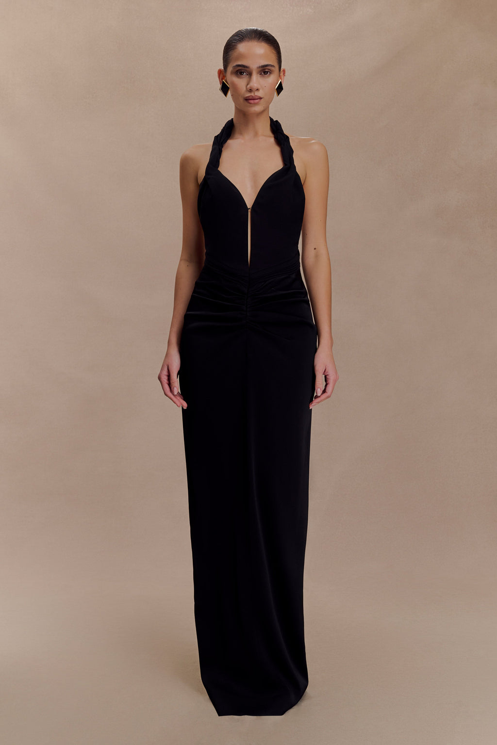 Vivianne Low Neck Maxi Dress - Black
