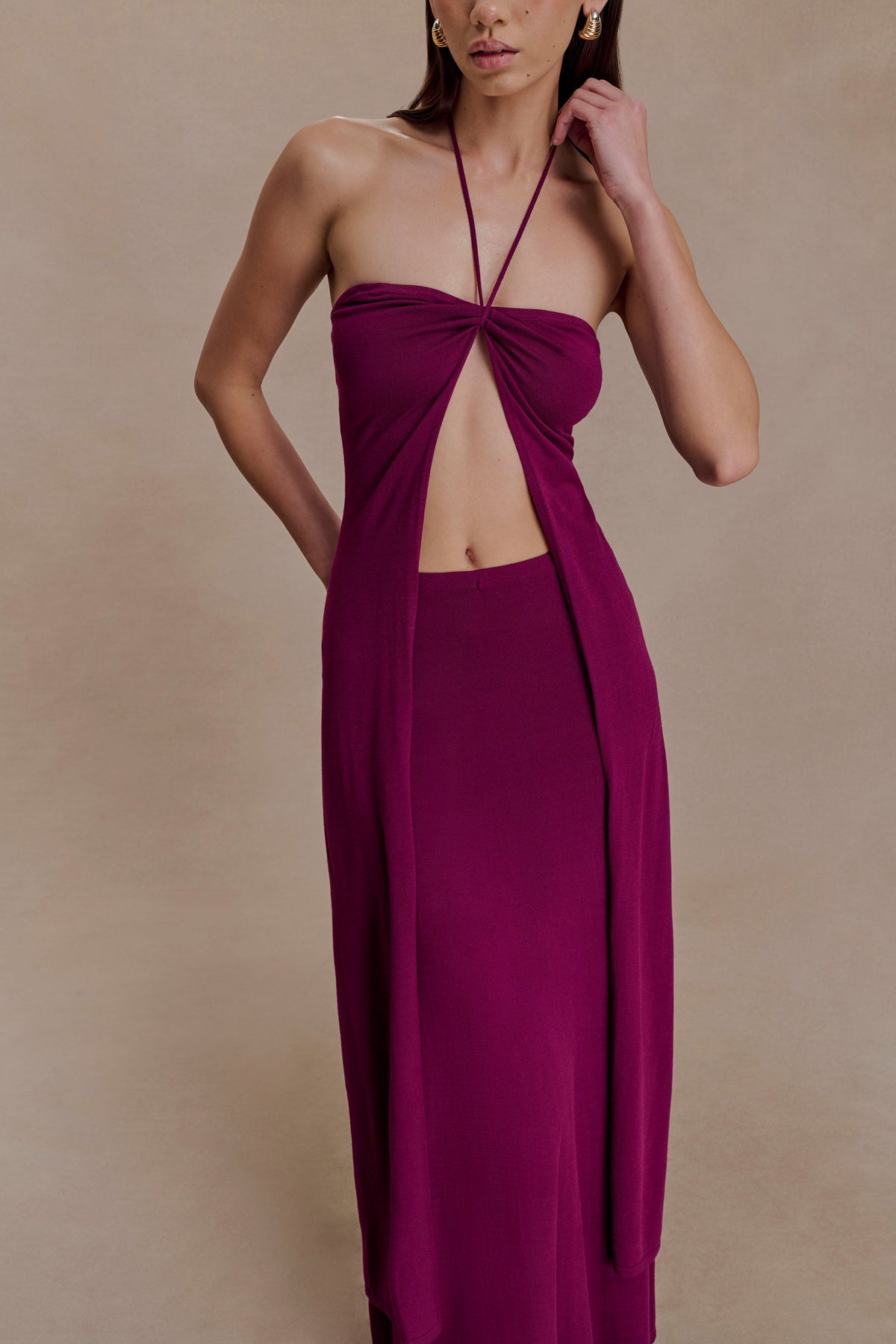 Marimae Long Knit Top - Plum