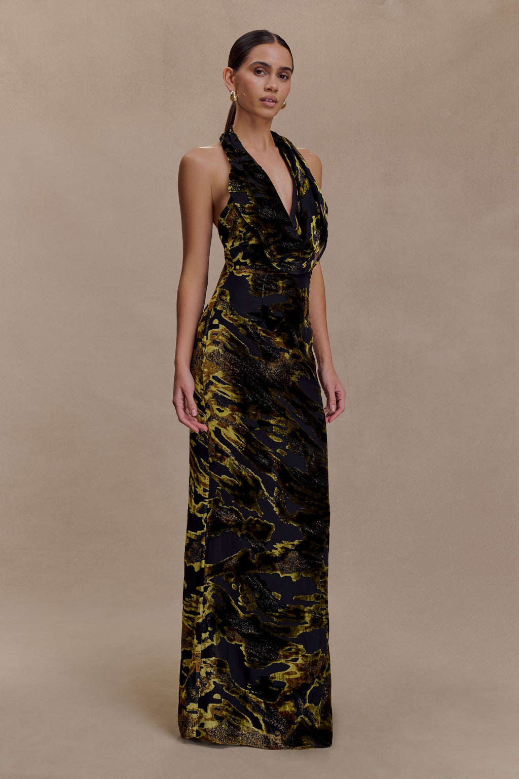 Talila Cowl Front Maxi Dress - Velvet Burnout
