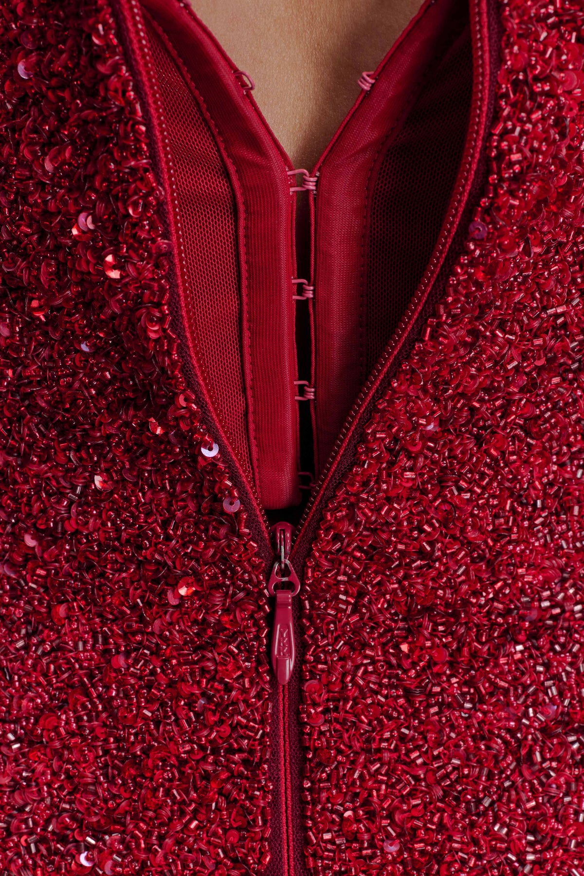 Zander Hand Beaded Strapless Mini Dress - Red Ombre