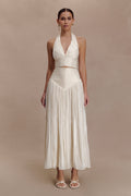 Makena Gathered Midi Skirt - Opal White