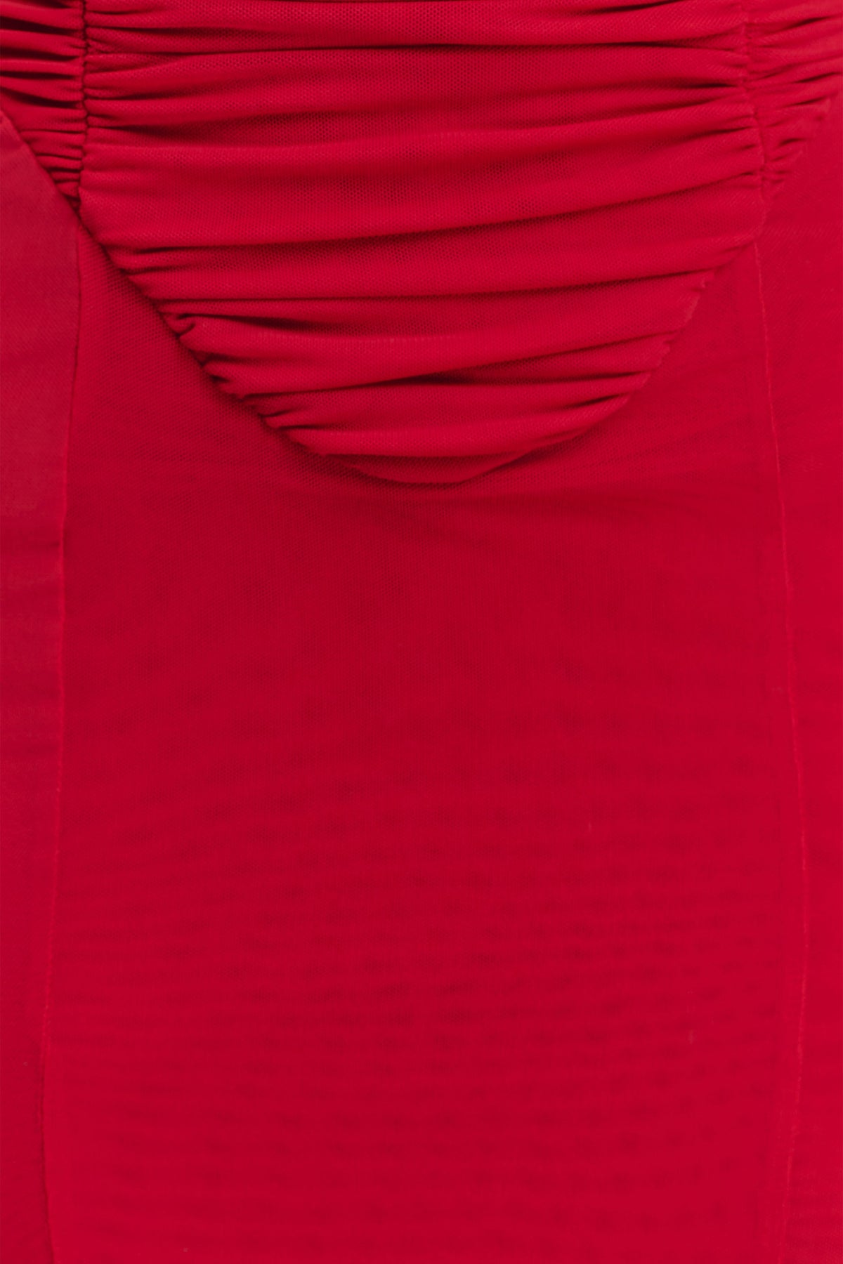 Willa Gathered Mesh Midi Dress - Ruby