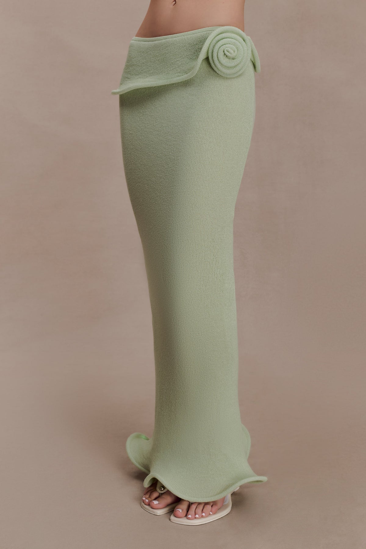 Samira Knit Wired Maxi Skirt - Pastel Green