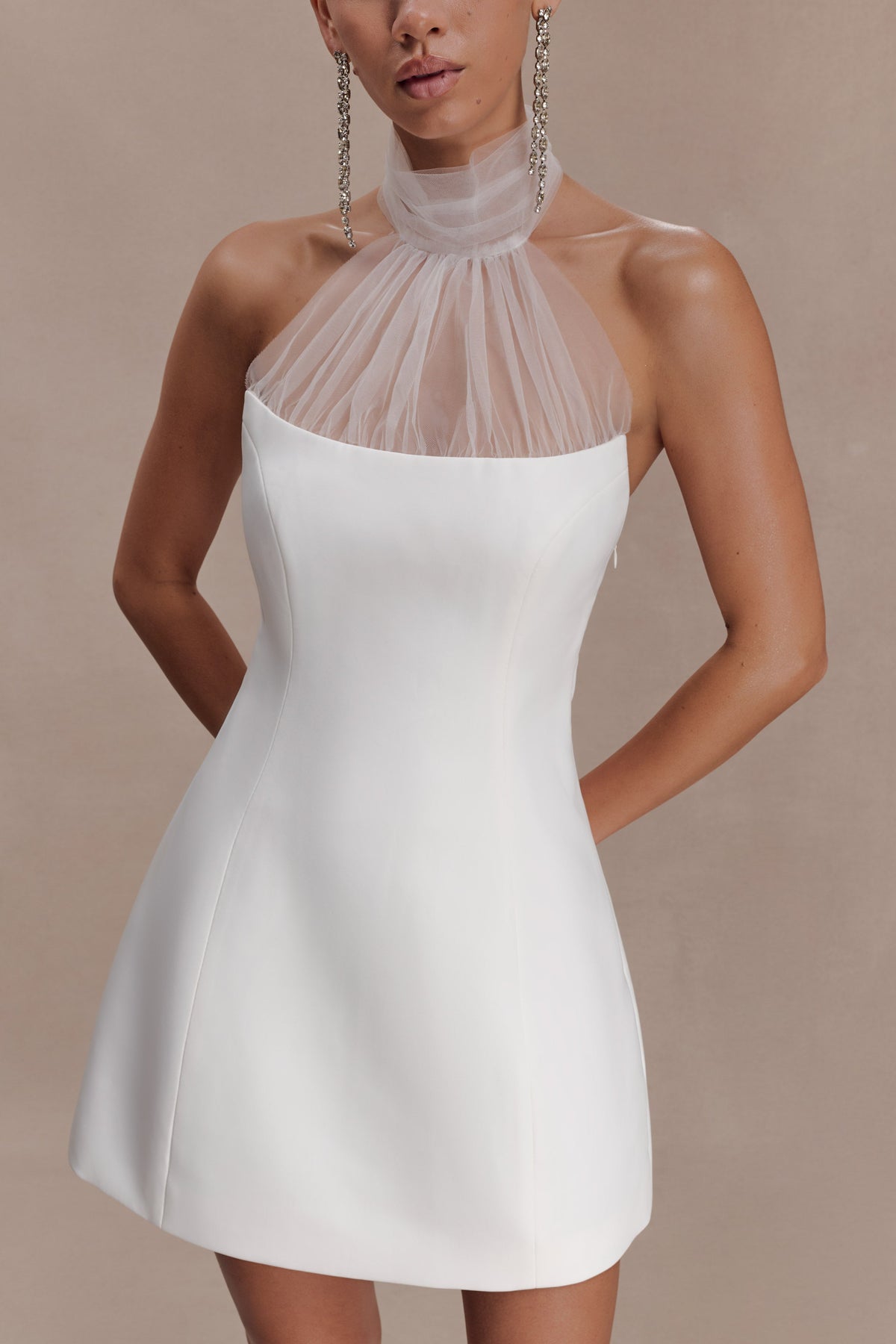Riley Halter Suiting Mini Dress - Ivory