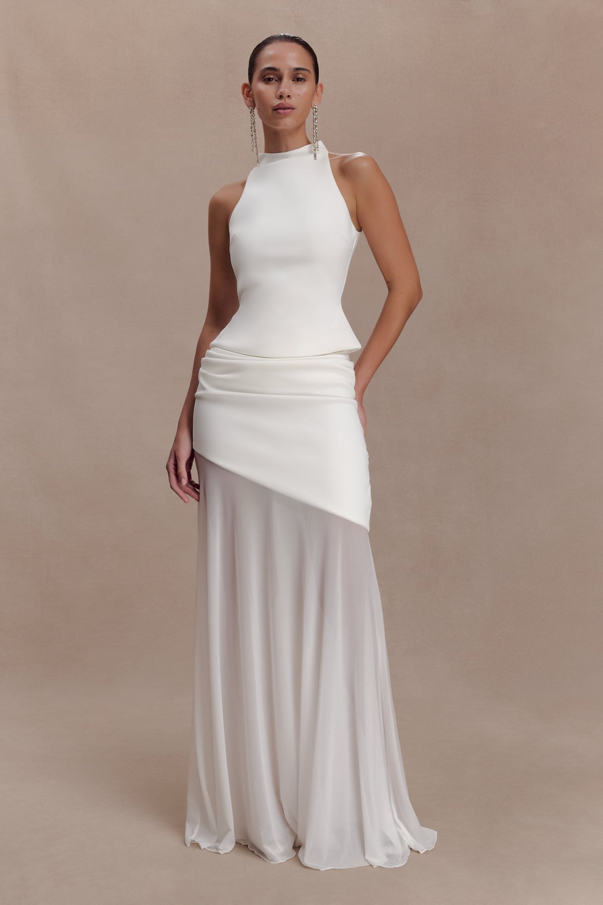 Portia Scuba Sleeveless Top - White