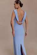 Galilea Crepe Draped Maxi Dress - Cornflower Blue