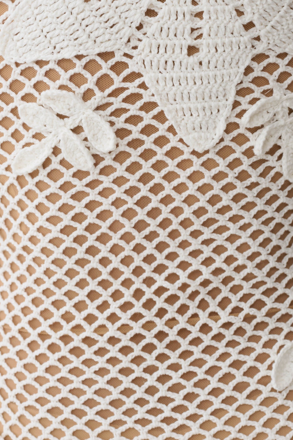 Barker Hand Crochet Knit Mini Dress - White