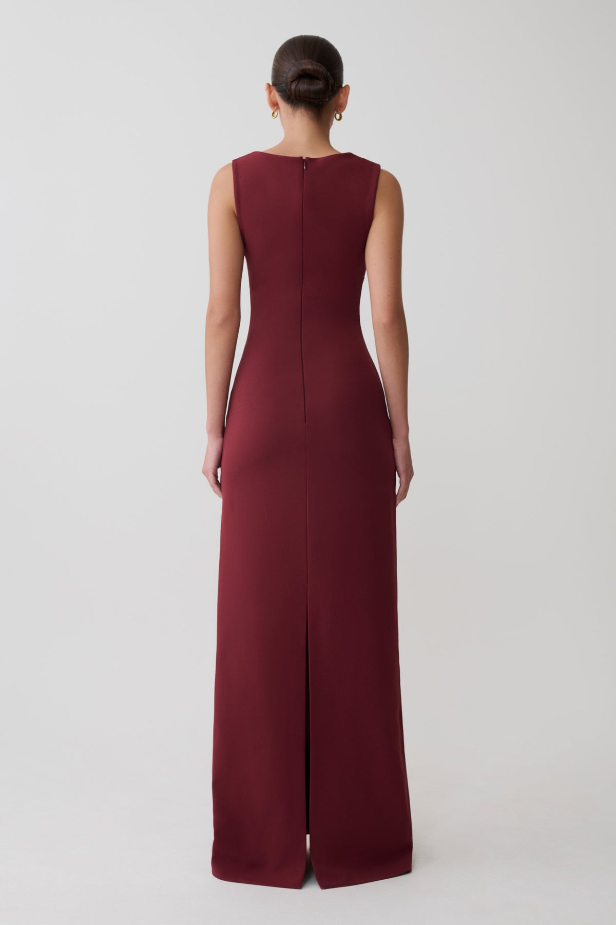 Rhea Detachable Cape Jersey Maxi Dress - Wine