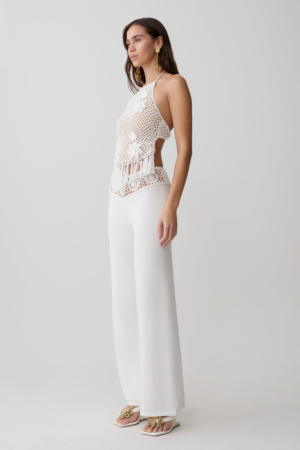 Miley Crochet Halter Top - Ivory