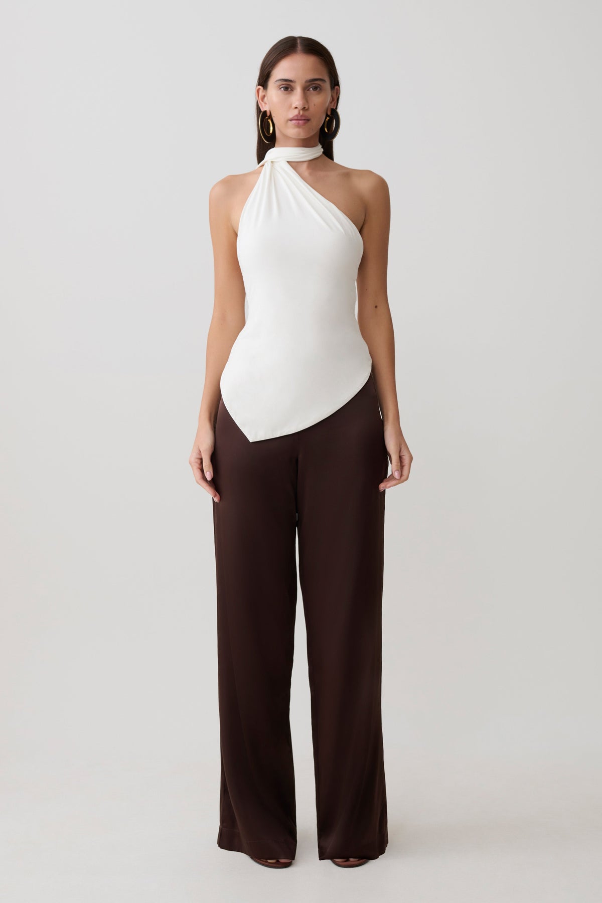 Jemma One Shoulder Tie Top - White