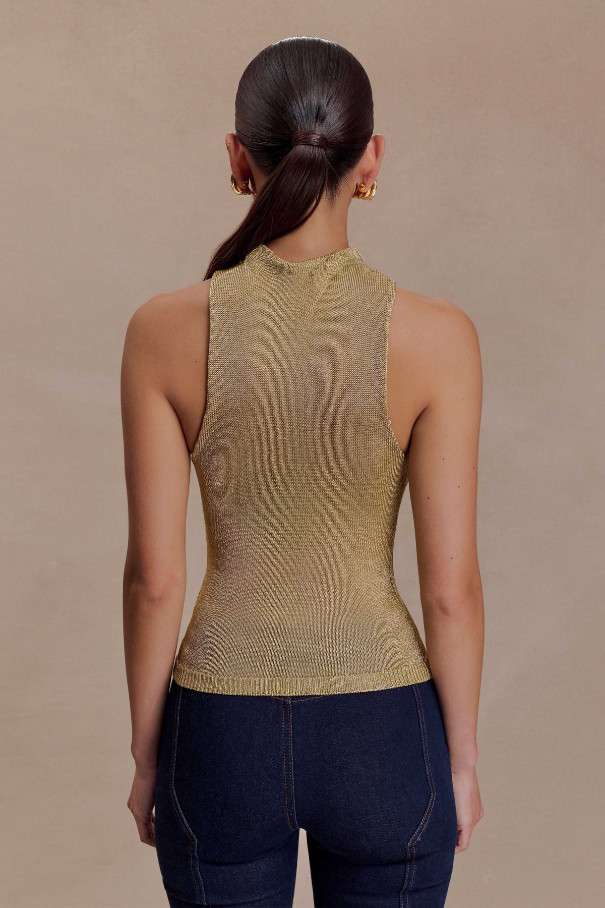 Nikki Lurex Top With Hardware - Gold