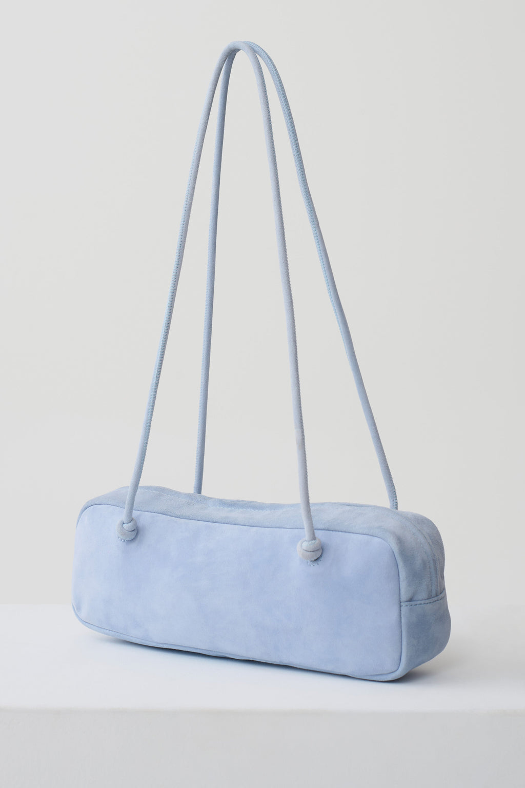 Mia Barrel Bag - Pale Blue Suede