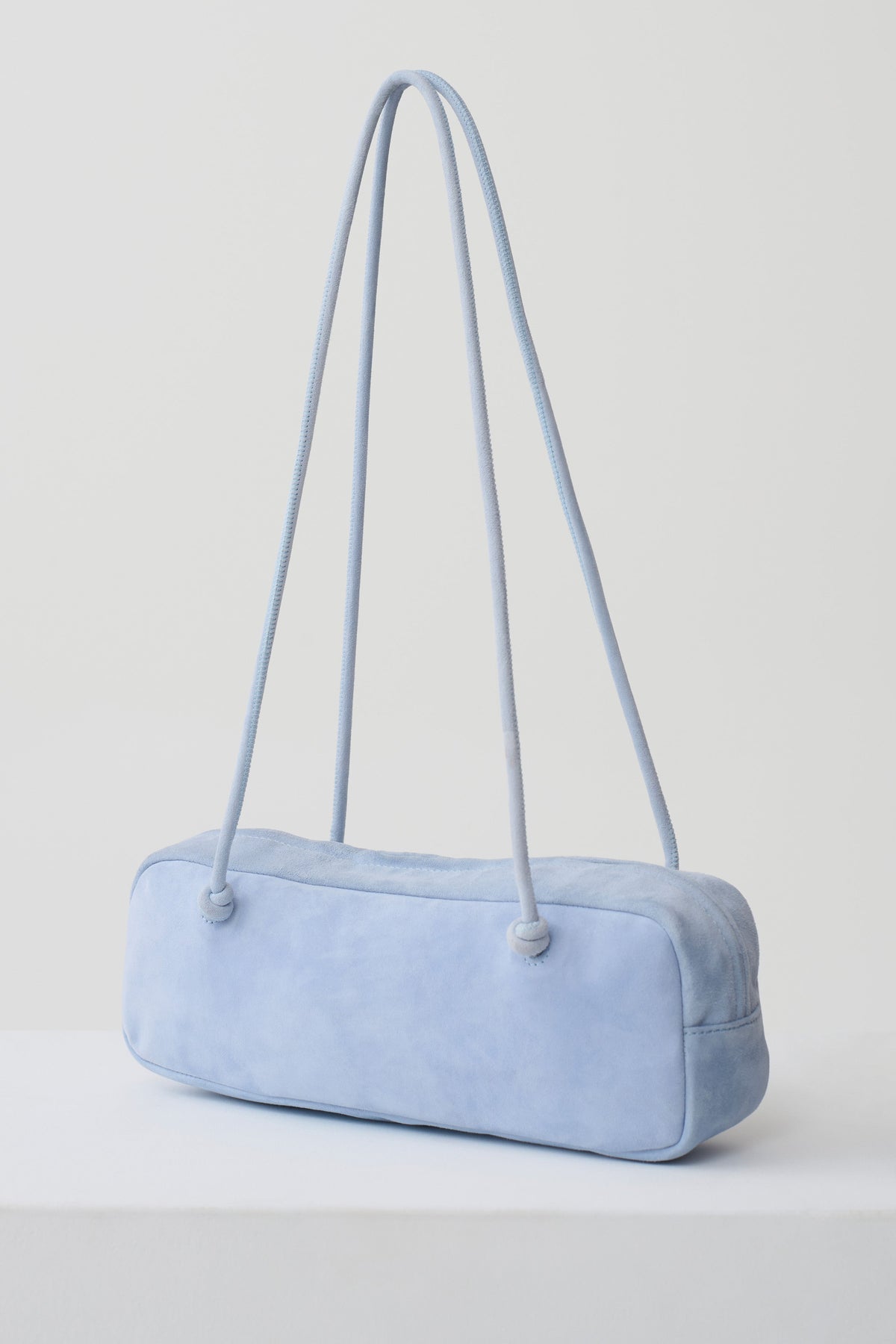 Mia Barrel Bag - Pale Blue Suede